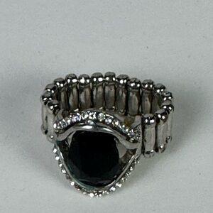 Elegant Silver and Black Women's Ring